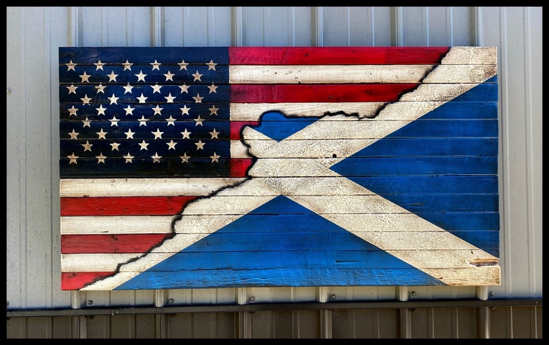 American/Scottish Flag, Scottish Flag, Rustic Scotland Flag, American Flag, Rustic Wood Flag image 1