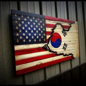 American/South Korean Flag - Wood South Korea Flag - American Flag