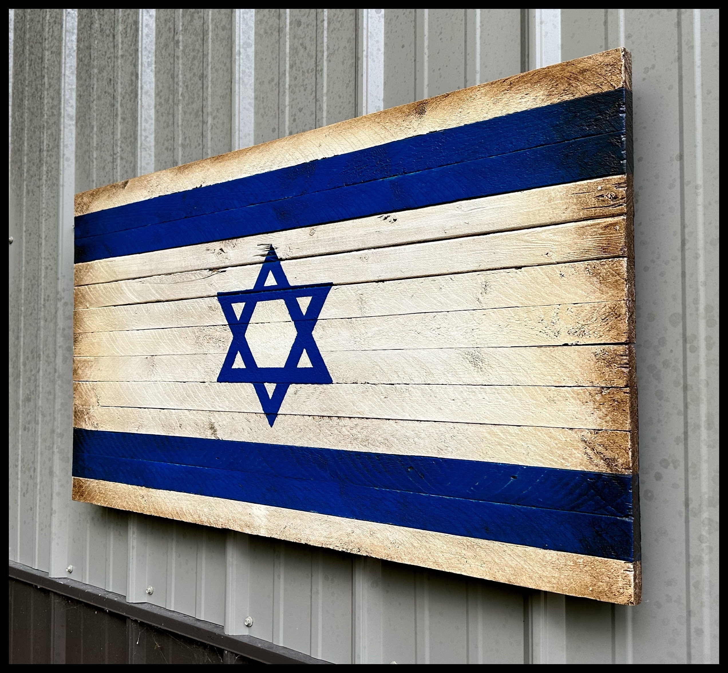 Oversized Israel Flag - Large Wood Flag - Israeli Flag - Etsy