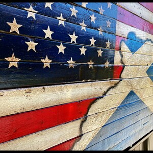 American/Scottish Flag, Scottish Flag, Rustic Scotland Flag, American Flag, Rustic Wood Flag image 9
