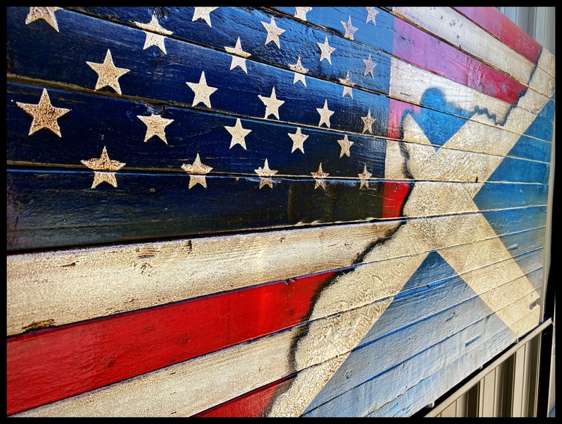 American/Scottish Flag, Scottish Flag, Rustic Scotland Flag, American Flag, Rustic Wood Flag image 9