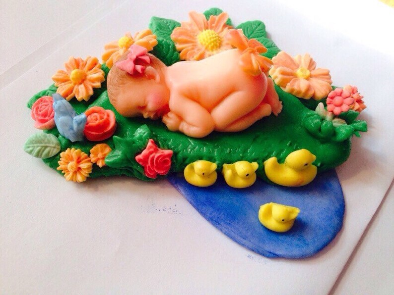 Fondant Baby Baby Shower Spring Morning Baby Edible Cake Etsy
