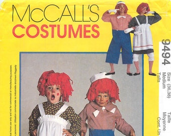 McCall's Costumes 9494  Sewing Pattern For Raggedy Ann and Andy in Adults Sizes 36-38.