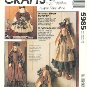 May include: McCall's Crafts pattern featuring bunny-themed sewing projects. The cover shows a sewing machine cover, vacuum cleaner cover, and draft blockers, all designed as bunnies. The text includes "The Great Bunny Cover-Up" and "Le Coup de Lapin."