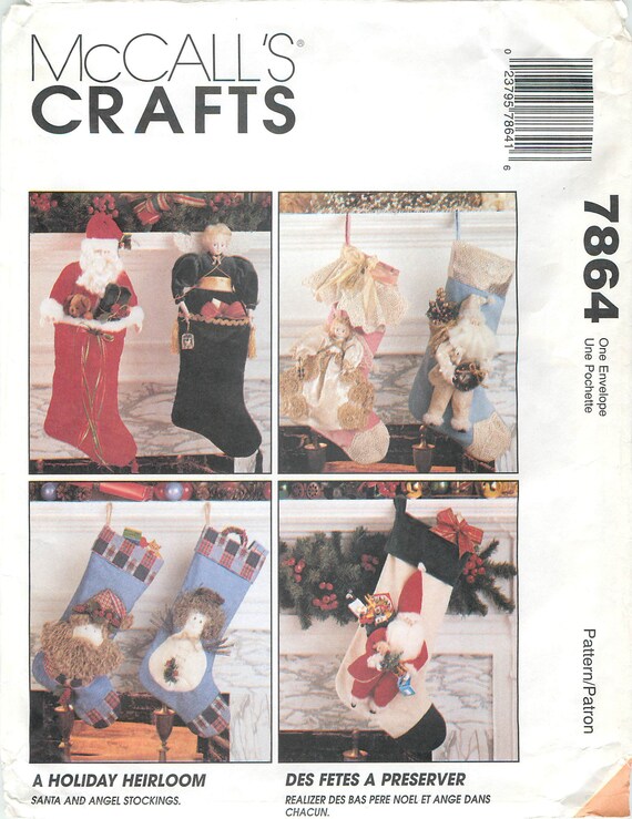 7864 UNCUT McCalls Vintage SEWING Pattern Christmas Santa Angel Stockings Decor