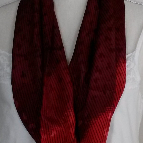 Women's Red and Burgundy  Infinity Scarf, 50-56 Inches Long, 10 Inches Wide.  The Perfect Gift!