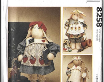 McCall's Crafts 8258 Sewing Pattern for 27" "Professional Bunnies", Teacher, Gardener and Nurse