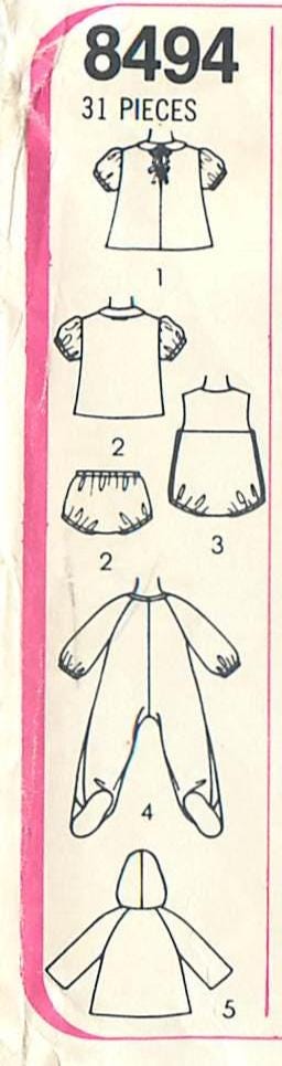 Simplicity 8494 Sewing Pattern for Baby Layette, Size 6 Months. Vintage ...