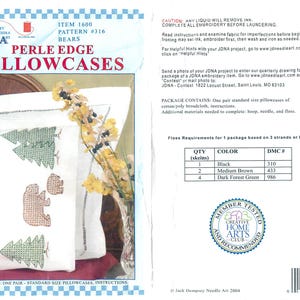 Stamped Cross Stitch Kit from Jack Dempsey "Bears".  Kit Includes 2 Stamped Pillowcases Only.