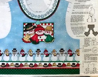 Daisy Kingdom "Snowlight Snowbright" Fabric Panel: Vintage Children's Vest Sewing Pattern