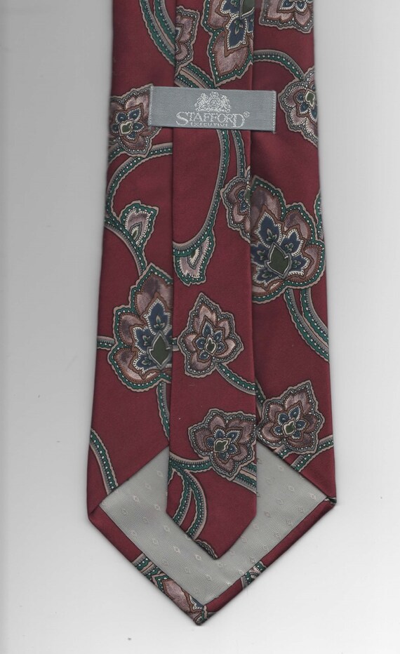 Men's Necktie, "Stafford", Burgundy Color With Pin