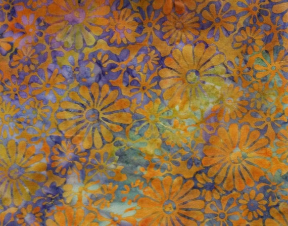 Orange and Purple Daisy Batik Quilting Fabric No Information | Etsy