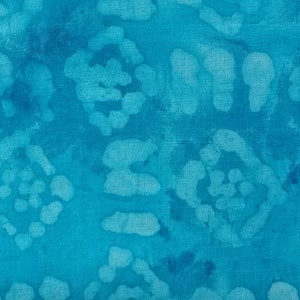 Aqua Batik Quilting Fabric with Lighter Aqua Highlights.  No Information on Selvage, 1/2 Yard Available