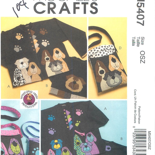 McCall's Crafts M 5407 "Whistlepig Creek Productions", Dog Appliques and 2 Sizes of Totes.