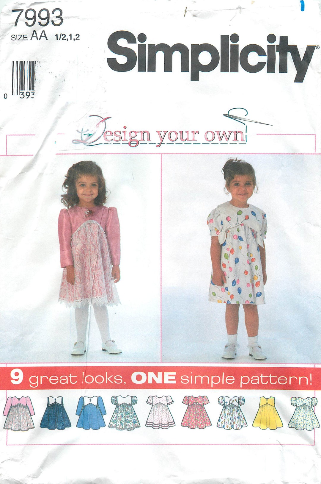 Simplicity 7993 Sewing Pattern for Toddler's Dress With Collar, Sleeve ...