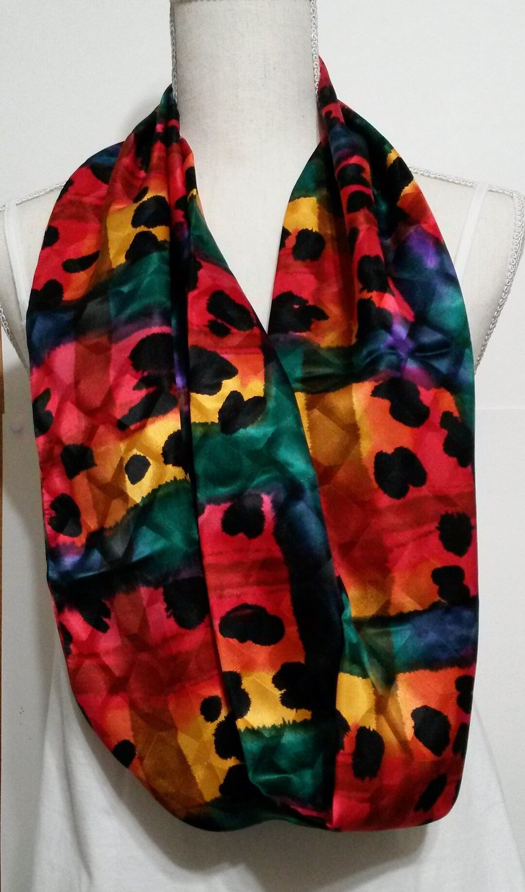 Women's Short Infinity Scarf With Bold and Bright Colors Etsy