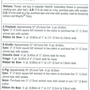 Simplicity 2613 Sewing\craft Pattern for Stuffed Animals With Just Two ...