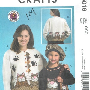 McCall&#39;s Crafts M 5018 &quot;Whistlepig Creek Productions&quot;, Cat Appliques, Beret, Pin and Purse.