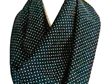 Navy Blue with Little White Dots Women's Infinity Scarf -- 56 Inches Long, 7.5 Inches Wide