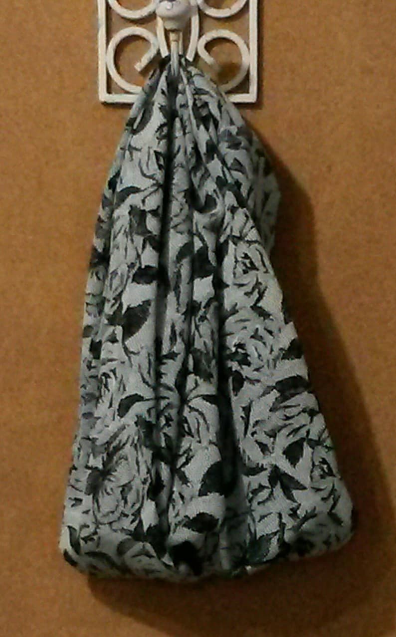 66 Inches Long Black 10 Inches Wide White & Gray Infinity Scarf With a Black Rose Design