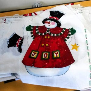 Fabric Remnants, Partial Fabric Panels & Cut Out Panels - Snowman Collection.  One Pound, 7 oz of Fabric.