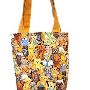 Bear Menagerie Reversible Tote Bag.  Use For A Gift Bag and Make It Part Of The Gift!  Measures 10&quot; High, 9 Inches Wide At the Top.