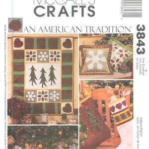 McCall's Crafts 3843, An American Tradition, Holiday Quilting With Wallhanging, Pillow, Stocking and Tree Skirt.