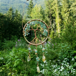 Tree of Abundance MEDIUM SIZE Green Aventurine and Citrine Tree of Life Sun Catcher/ Dream Catcher Good Luck Wealth image 2