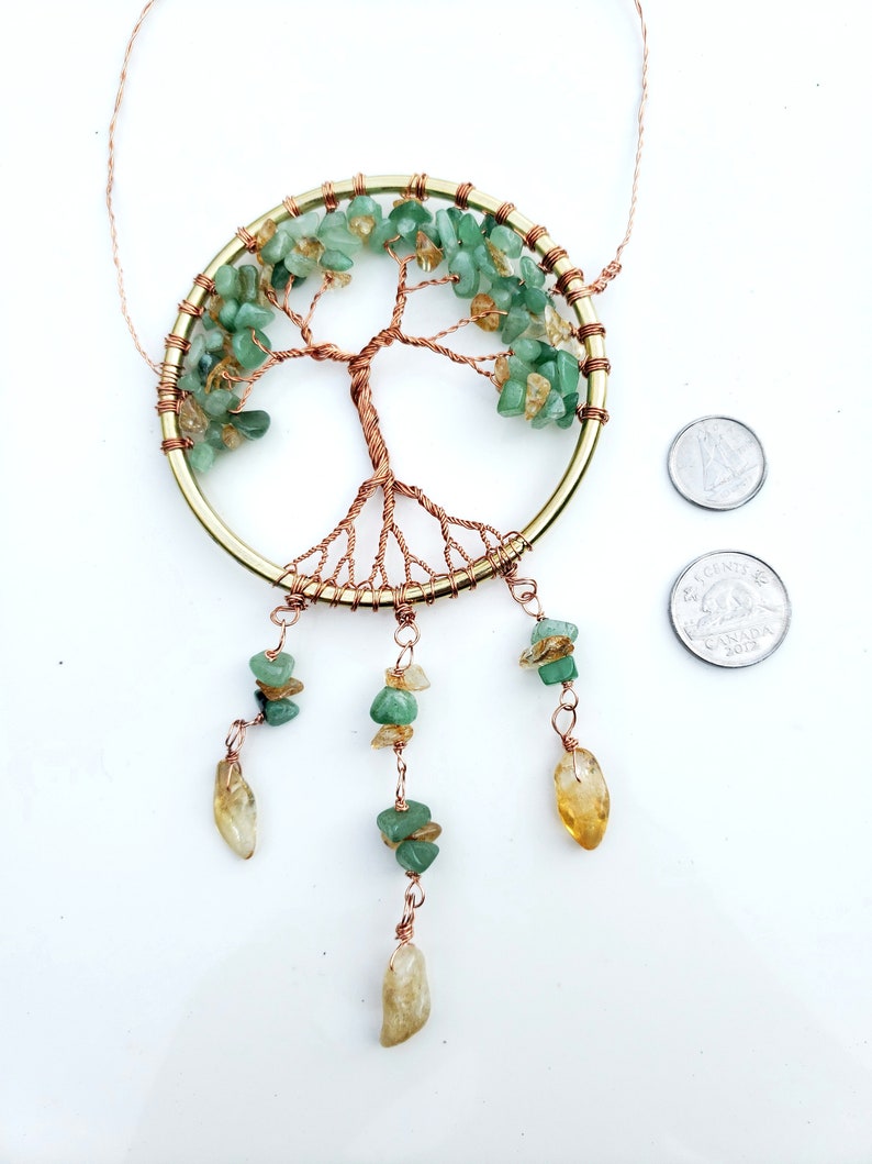 Tree of Abundance MEDIUM SIZE Green Aventurine and Citrine Tree of Life Sun Catcher/ Dream Catcher Good Luck Wealth image 5