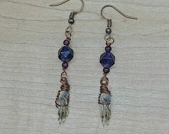 Real Ethically Sourced Squirrel Paw and Crystal Earrings - Amethyst and Garnet