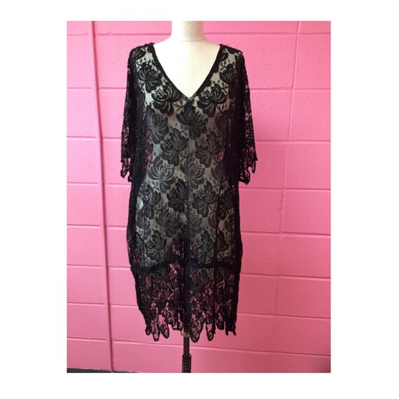 1920's sheer black lace dress