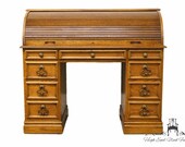 SLIGH FURNITURE Solid Oak Country French 46 quot Ladies Writing Roll-Top Desk