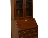 ETHAN ALLEN Georgian Court Drop Front Secretary w. Bookcase Display Cabinet 11-9223 11-9224 - 225 Vintage Finish