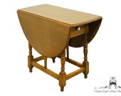 MADDOX TABLES Jamestown NY Solid Walnut Rustic Country Colonial Style Drop-Leaf Pembroke Accent End Table
