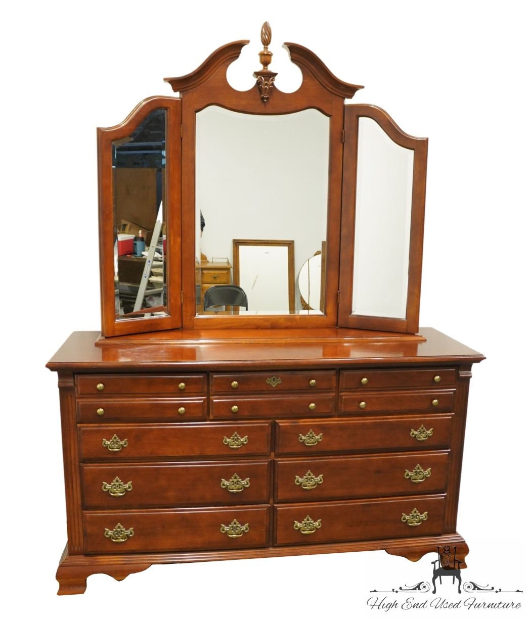 MICHAEL HOWARD Berkley Collection Solid Cherry 65 Triple Dresser W. Storage Jewelry Mirror Etsy