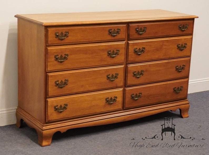 HEYWOOD WAKEFIELD Solid Hard Rock Maple Colonial Early American Style 56 Double Dresser image 4