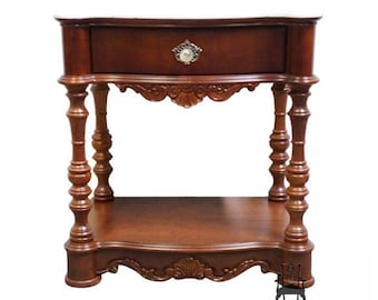 PULASKI FURNITURE Solid Cherry Traditional Victorian Revival 24" Nightstand w. White Granite Top 45141
