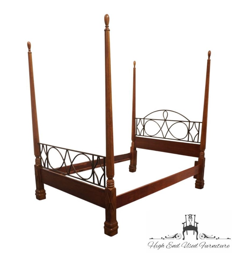ALEXANDER JULIAN Queen Size Contemporary Modern Four Poster Bed w. Wrought Iron Detail 710-280 image 1