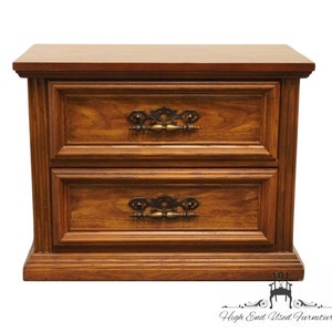 DREXEL FURNITURE Lisbon Collection Solid Pecan Rustic European 28 Two Drawer Nightstand 212-24-270 image 1