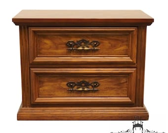 DREXEL FURNITURE Lisbon Collection Solid Pecan Rustic European 28" Two Drawer Nightstand 212-24-270