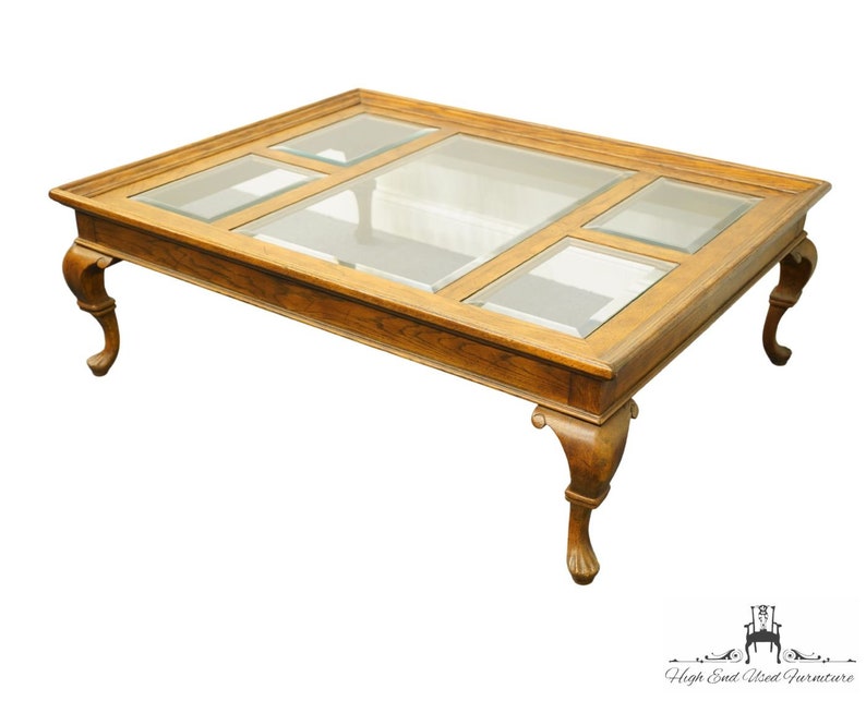 DREXEL FURNITURE Chatham Oak Collection Country French 50x40 Accent Coffee Table w. Glass Top 196-109-3 image 3