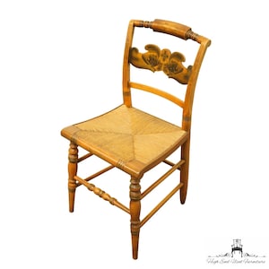 HITCHOCK FURNITURE Hand Painted Accent Side Chair w. Rush Seat