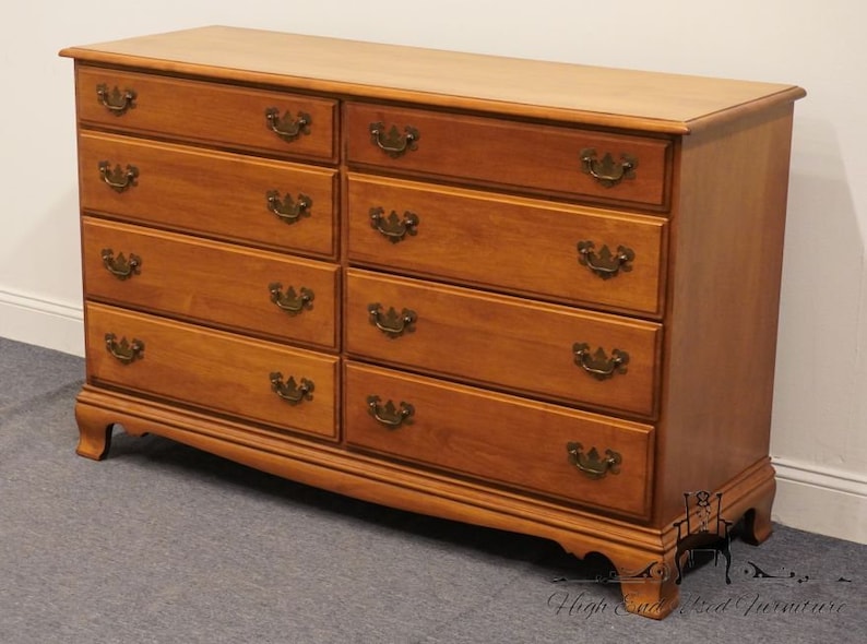 HEYWOOD WAKEFIELD Solid Hard Rock Maple Colonial Early American Style 56 Double Dresser image 2