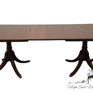 VINTAGE ANTIQUE Solid Mahogany Traditional Duncan Phyfe Style 86" Double Pedestal Dining Table 4425