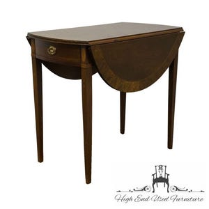 COUNCILL CRAFTSMEN Banded Mahogany Traditional Duncan Phyfe Style 38&quot; Drop Leaf Accent End Table