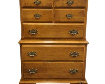ETHAN ALLEN Heirloom Nutmeg Maple Colonial Early American 38" Chest on Chest 10-5305