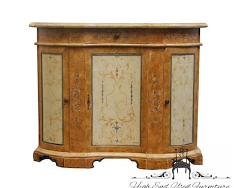 NEIMAN MARCUS Hand Painted Italian Neoclassical Tuscan Style 42" Serpentine Console Cabinet