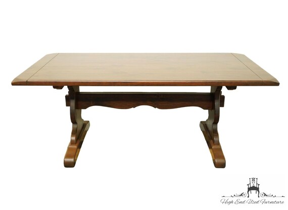 Ethan Allen Antiqued Pine Old Tavern 72 Trestle Dining Ethan Allen Antiqued Pine Old Tavern 72, Ethan Allen Farmhouse Pine Rectangular Dining Table With Drawer