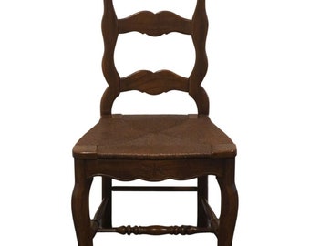 DAVIS CABINET Co. Solid Walnut Country French Style Dining Ladder Back Side Chair w. Rush Seat 88362
