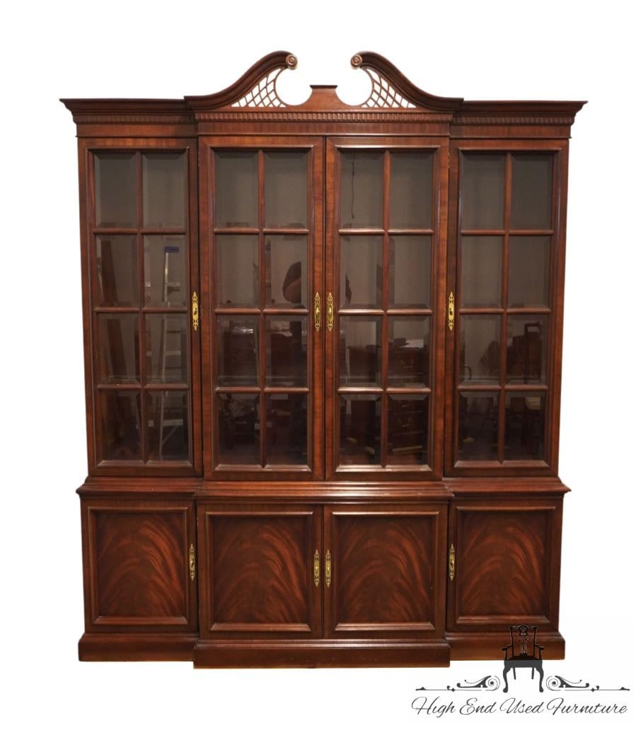VINTAGE HIGH END Mahogany Traditional Style 71 Breakfront Lighted